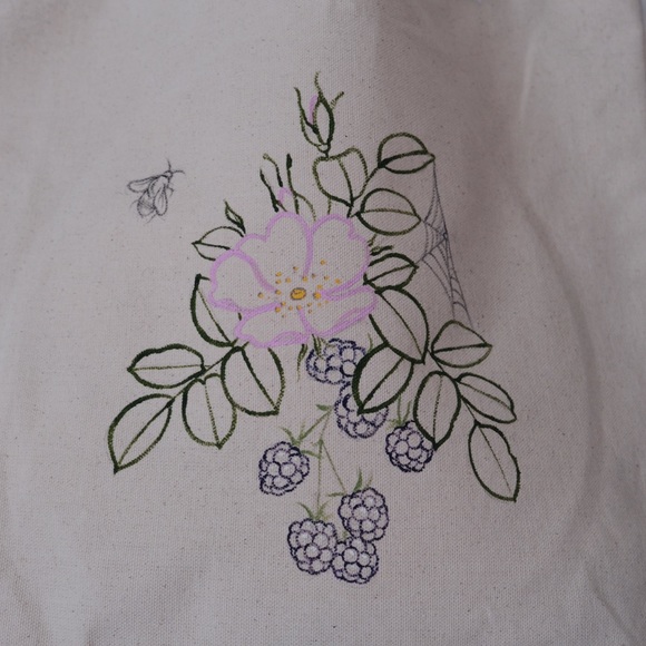 Handmade Floral Painted Tote Bag - Picture 2 of 2